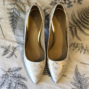 White and gold heels